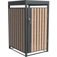 Westmann Mülltonnenbox Planta 1x 240 L - Außenanbau - Elegante Mülltonnenbox in Holzoptik mit Pflanzdach, ideal zur dekorativen Versteckung deiner Mülltonne.