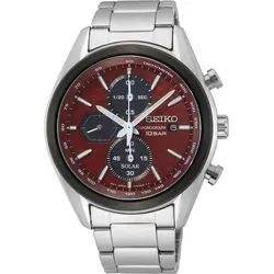 Seiko Herren Macchina Sportiva Solar Betrieben Uhr SSC771P1 - Armbanduhren: Sportliche Solar-Uhr mit 100 m Wasserdichtigkeit und elegantem burgunderfarbenem Zifferblatt – ideal für aktive Herren.