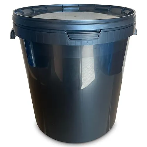 MARMOS-PLAST 10 x 30 Liter Eimer Schwarzer Kunststoffeimer mit Deckel Lebensmittelecht stapelbarerer Milcheimer Vorratseimer Honigeimer Lebensmittelfreigabe Behälter Leereimer für Mehl Wassereimer