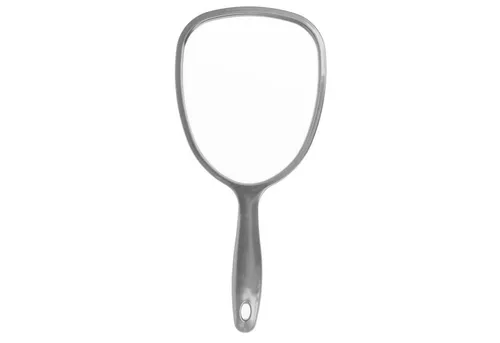 PARSA Beauty Handspiegel in Anthrazit - Spiegel für alle gesichtskosmetischen Behandlungen, ergonomischer Griff für optimalen Halt, ideal für Rasieren und Schminken.