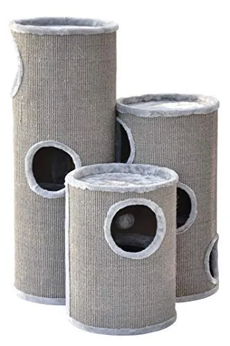 nanook Kratztonne Condo mit Spielball, grau 70 cm - Kratztonne für Katzen mit 3 Etagen und gemütlichem Schlafplatz. Robustes Sisal für Krallenpflege und eine gepolsterte Aussichtsplattform zum Entspannen.