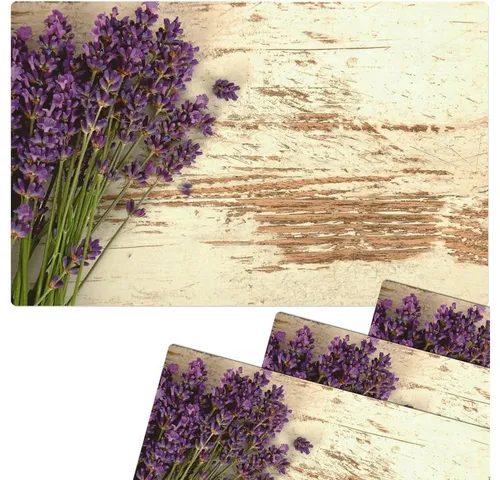 matches21 HOME & HOBBY Platzset Abwaschbare Tischsets 4er Set Vintage Lavendel Blumen, (4-St), Platzsets als Tisch-Untersetzer und Tisch-Deko für Esstisch Teller