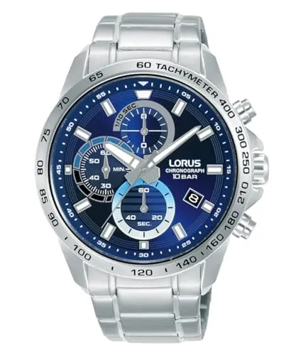 Lorus RM353JX9 Herrenuhr - Blau/Silber, Multifunktional - Herrenuhr mit Datumsanzeige, Chronograph und 10 ATM Wasserdichtigkeit. Ideal für jeden Anlass und überzeugt durch hochwertiges Design und Präzision.