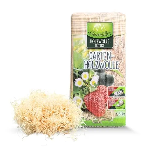 Heumüller Holzwolle Gartenwolle 2,5kg | Aus naturbelassenem Kiefernholz | Wasserdurchlässig, atmungsaktiv & feuchtigkeitsspeichernd | Optimaler Schutz für Pflanzen & Boden