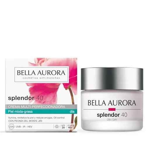 Bella Aurora Crema Hidratante Facial de Día 40+ | Anti-Edad y Anti-Manchas - Gesicht-Feuchtigkeitspflege mit SPF 20, ideal für Mischhaut und fettige Haut, bietet intensive Hydratation und schützt vor Umwelteinflüssen für ein strahlendes, jugendliches Aussehen.