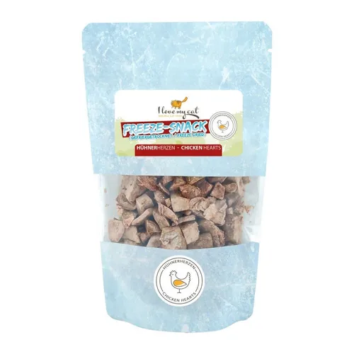 Bellfor I love my cat Freeze-Snack für Katzen mit Hühnerherzen - 25g, für: Katzen