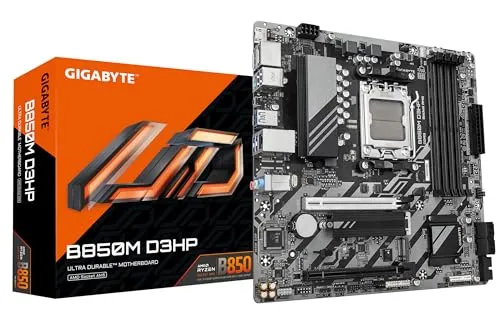 Gigabyte B850M D3HP - Micro ATX Motherboard mit USB-C - Mainboard mit AMD B850 Chipsatz, ideal für Gaming und produktive Anwendungen. Ausgestattet mit USB-C 3.2 Gen 1 und Gigabit LAN für schnelle Datenübertragung.