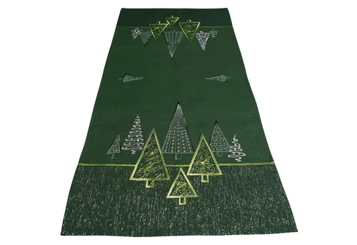 matches21 HOME & HOBBY Tischdecke 40x90 cm Tischläufer dunkelgrün edle Tannenbäume für Weihnachten (1-tlg), Ideal für Advent und Weihnachtsdeko