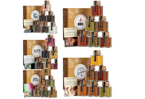 Boxiland Lebensmittel-Geschenkset BIO Gewürz Geschenkbox – 6er Set für Küche, Grill & Genuss, (Sorgfältig abgestimmte Gewürzmischungen im Set), Intensives Aroma durch hochwertige BIO-Zutaten