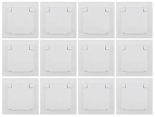 MC POWER 12er-Set Schutzkontakt-Steckdosen IP44 | FLAIR - Steckdosen für Feuchträume mit Klappdeckel, ideal für Bad, Küche und Garten. Schutzklasse IP44 schützt vor Staub und Spritzwasser - sicherer Einsatz überall.