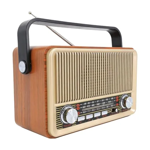 Retro Radio mit Bluetooth AM/FM/SW, Tragbares Nostalgie Kofferradio, Vintage Küchenradio mit USB/TF/AUX, Wiederaufladbar, Einfaches Radio für Senioren, Küche, Büro, Outdoor
