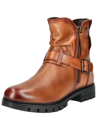 Stiefelette CAMEL ACTIVE Nappaleder, Damen, Gr. 36, braun (cognac) - Wanderschuhe aus hochwertigem Nappaleder mit elegantem Dekoriemen und Reißverschluss, ideal für stilvolle Alltagsmode und höchsten Tragekomfort.