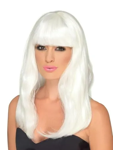 Smiffys Glam Perücke, Leuchtet im Dunkeln in weiß von Smiffys