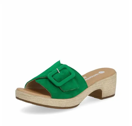 Remonte D0N56-52 Pantolette - Grün - 40 - Stylische Pantoletten mit Klettverschluss und schockabsorbierender Sohle für optimalen Tragekomfort. Ideal für schmale Füße, perfekt in der Freizeit!