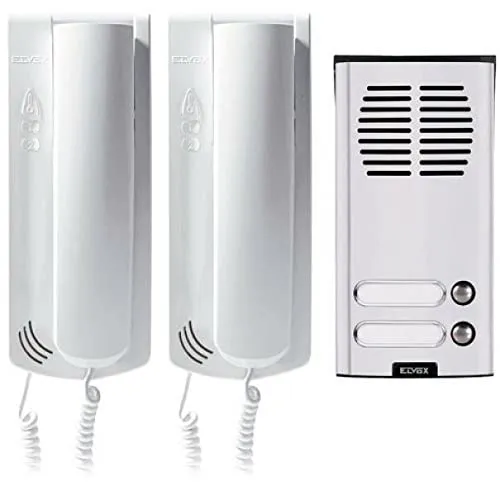 Vimar Zweifamilien-Gegensprechanlage - Gegensprechanlagen-Set mit 1 Wandschild und 2 Tasten in lichtgrau, ideal für Zweifamilienhäuser und sorgt für bequeme Kommunikation.