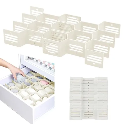 lemgyiamz Schubladentrenner, Schrank Organizer Und Schubladen Organizer Küche, 12-Teiliger Verstellbarer Schubladeneinsatz Zum Anpassen, Weiß (6.7x3.6cm Pro Segment)