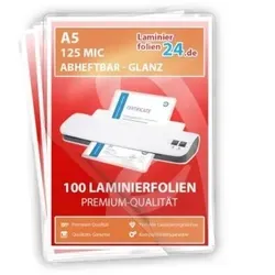 abheftbare Laminierfolien A5, 2 x 125 Mic, glänzend