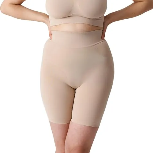 Snocks Shaping Shorts - Shapewear Damen figurformend mit mittlerer Kompression, hoher Bund, unsichtbar - Gr. L - Bauchweg Hose, Miederhose - Beige