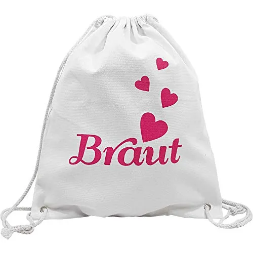 Frau WunderVoll® JGA Rucksack Turnbeutel Braut weiß/junggesellenabschied, Mädchen, Braut, Hochzeit, JGA Deko, JGA Accessoires, Mädelsabend, Traumbraut