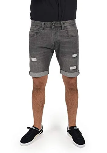 Indicode IDHallow Herren Jeans Shorts - Herren-Shorts in Light Grey mit Destroyed-Optik, bequemem Stretch und nachhaltiger Baumwolle – ideal für warme Tage und stylische Outfits!
