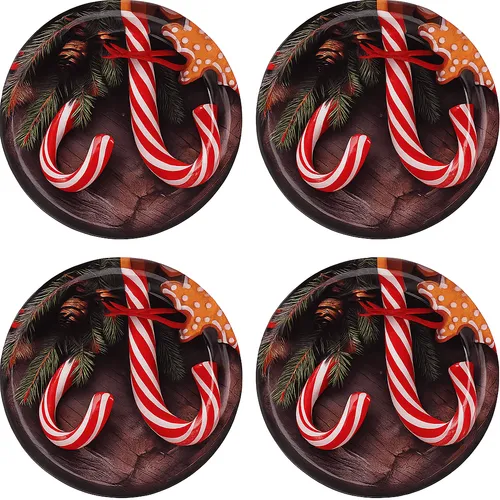 Plätzchenteller Keksteller Weihnachtsteller aus Metall Dekoteller Zuckerstange 4