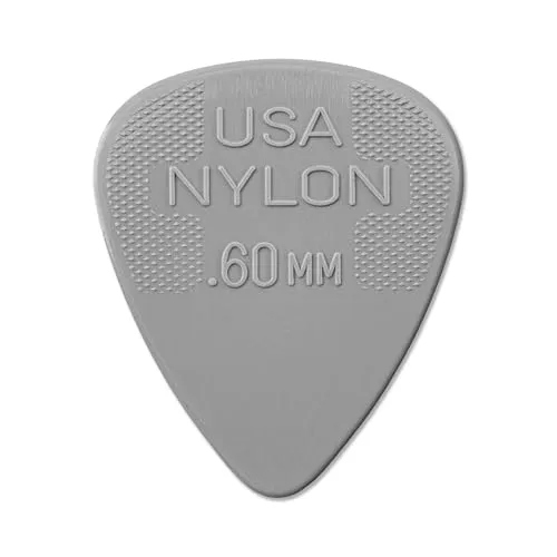Jim Dunlop Nylon Plektren 0,60 mm - 6 Stück - Plektren aus hochwertigem Nylon, ideal für Musiker, die ein präzises Spielgefühl suchen. Beliebteste Marke weltweit, hergestellt in den USA.