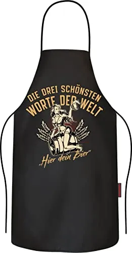 RAHMENLOS Grillschürze Kochschürze Küchenschürze als Geschenk aus reiner Baumwolle - Die drei schönsten Worte
