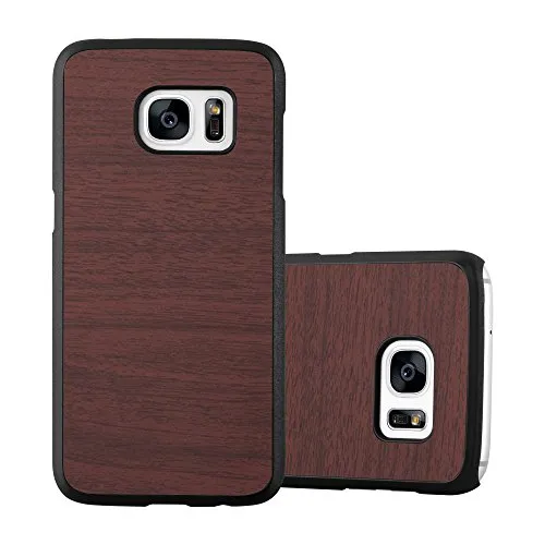 Produktbild Cadorabo Hülle kompatibel mit Samsung Galaxy S7 Schutzhülle TPU Silikon Case Wood Design Anti Rutsch Slim Kratzfest Stabiles Hardcase mit Rundumschutz Case Hülle für Galaxy S7 in Braun