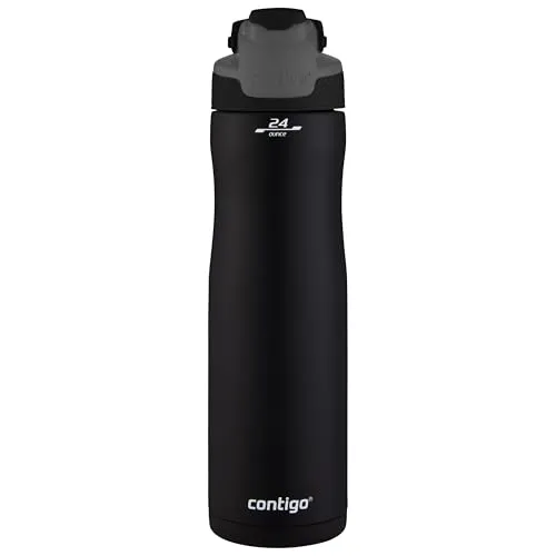 Contigo Trinkflasche Autoseal Chill Matte Black, Edelstahl Wasserflasche mit Autoseal Technologie, Isolierflasche hält Getränke bis zu 28 Stunden kalt auslaufsicher, BPA-frei, 720 ml