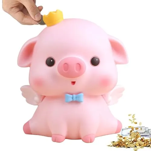 Rosa Schweinchen Sparschwein, Kawaii Kunststoff Sparschweins, Sparbüchse zum öffnen Piggy Bank Münze Bank Glücksschwein, Plastik Sparschwein Geburtstag Weihnachten Geschenke für Mädchen Jungen Kinder
