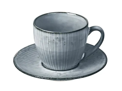 Broste Copenhagen 14533134 Nordic Sea Tasse mit Untertasse, Steinzeug, Blau