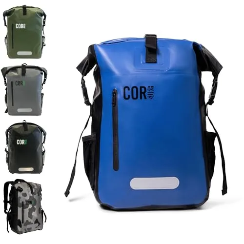 COR Surf Wasserdichter Dry Bag Rucksack mit gepolsterter Laptophülle, 25 l und 40 l, robuster Roll-Top-Pack, Dunkelblau, 40L, Reiserucksäcke