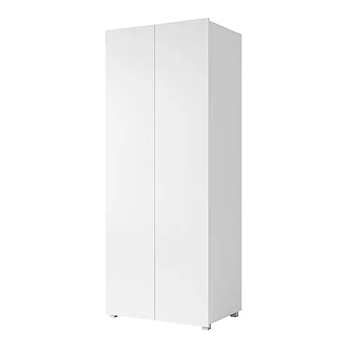 Lomadox Kleiderschrank Drehtürenschrank in Weiß Hochglanz - Kleiderschrank mit modernem, grifflosem Design, ca. 80/200/52 cm, aus robustem Material mit hoher Kratz- und Stoßfestigkeit, ideal für ein stilvolles Schlafzimmer.