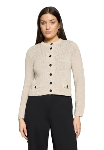 Betty Barclay Damen Strickjacke 5429/1869 in Light Beige, Größe 46 - Elegante Strickjacke mit dekorativen Knöpfen und klassischem Rundhalsausschnitt. Die gerade Passform sorgt für hohen Tragekomfort. Vielseitig kombinierbar für Alltag und Büro.