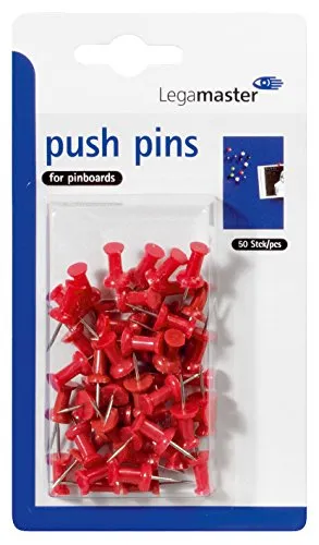 Legamaster 7-145102 Pinnwandnadeln 25 mm, Schachtel 10 x 12 mm mit 50 Stück, rot, 50 Stk.