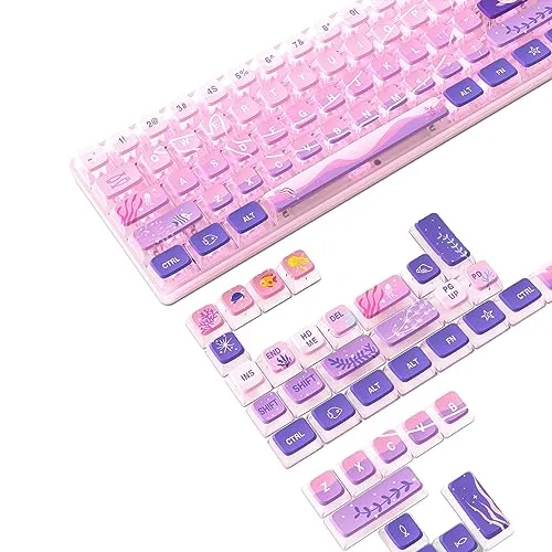 MAMBASNAKE 120 Tasten PBT Pudding Tastenkappen Set - Tastaturen: Fantasy-Ozean-Stil mit wal-inspirierten Designs, verstärkt RGB-Hintergrundbeleuchtung und langlebige PBT-Materialien für eine lebendige, nicht verblassende Optik.