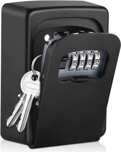 Schlüsselkasten – mit 4-stelligem Code, wasserdicht und rostfrei, Wandmontage, robuste externe Schlüsselbox für Schlüssel, Karten, Zinklegierung