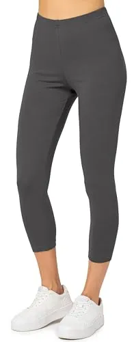 Merry Style Damen Leggings 3/4 aus Baumwolle mit Stretch – Leichte Capri Leggings Damen aus atmungsaktiver, elastischer Baumwolle, ideal für Yoga Sport Freizeit Reisen MS10-199 (Graphite, S)