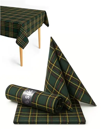 texpot 6 Stück Servietten 30 x 30 cm im Schottenkaro grün Tartan kariert aus 100% Polyester