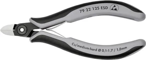 Knipex Präzisions Seitenschneider 125 mm Nr.7922 ESD - 79 22 125 ESD - Hochwertige Zange für präzises Schneiden, ideal für empfindliche elektronische Bauteile dank ESD-Schutz.