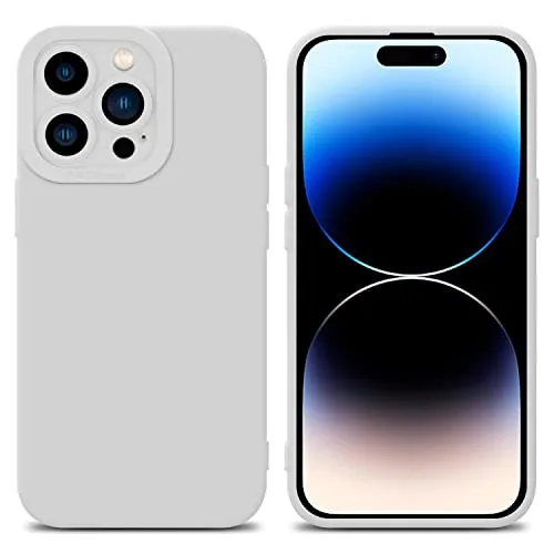 Cadorabo Hülle kompatibel mit Apple iPhone 14 PRO MAX Schutzhülle TPU Silikon Case Liquid Design mit Kameraschutz Slim Kratzfest Weiche Gummi mit Rundumschutz Case Hülle für iPhone 14 PRO MAX in Weiß
