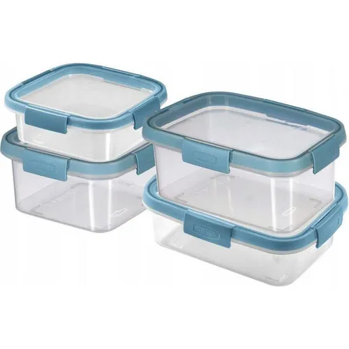 Curver SMART FRESH ECO 4er-Set 0,9L/1L/1,1L/1,2L - Vorratsdosen-Set aus 100% recyceltem Material, mit auslaufsicheren Deckeln für frische Lebensmittel und umweltfreundliche Aufbewahrung.