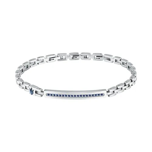 Maserati Herrenarmband aus Stahl, Blaue Kristalle, Iconic-Kollektion – JM424AVD61