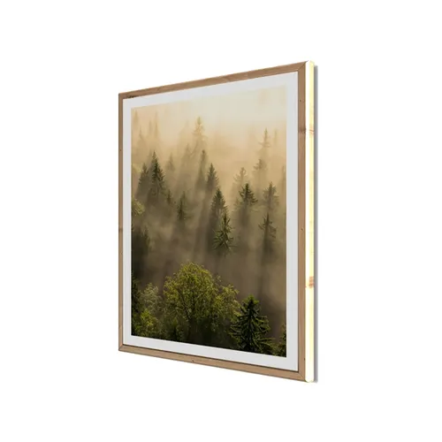 Wandbild gerahmt WALD IM MORGENNEBEL 40 x 50 cm – Natur Wanddeko ruhig