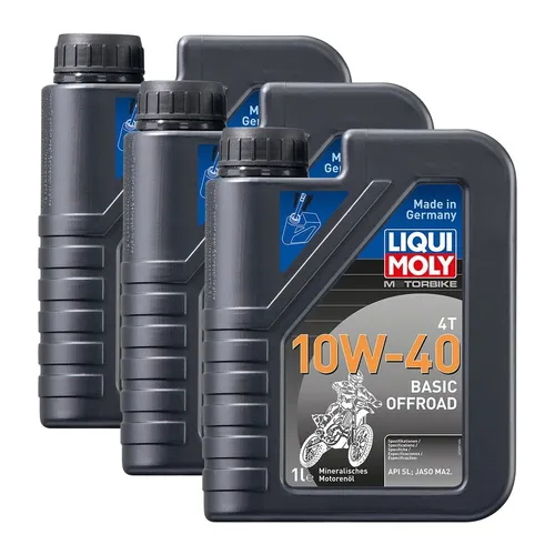 3x LIQUI MOLY 3059 Motorbike 4T Basic Offroad 10W-40 Motoröl 1L