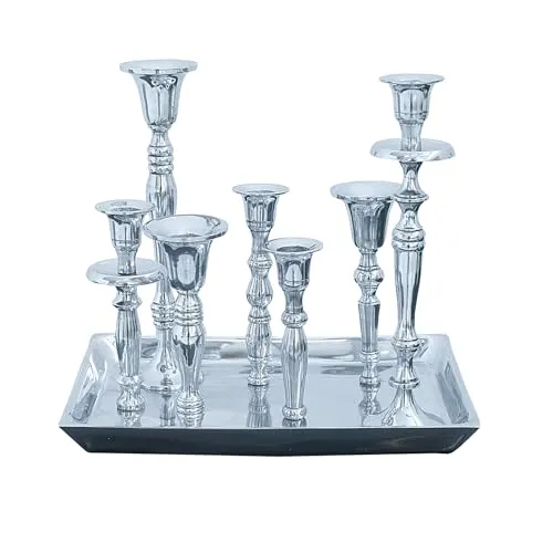 Riess Ambiente Kerzenständer MODERN BAROCK 7-flammig - Eleganter Kerzenständer im Barock Design, aus poliertem Aluminium, ideal für stilvolle Esstischdekoration und schafft eine atmosphärische Beleuchtung.