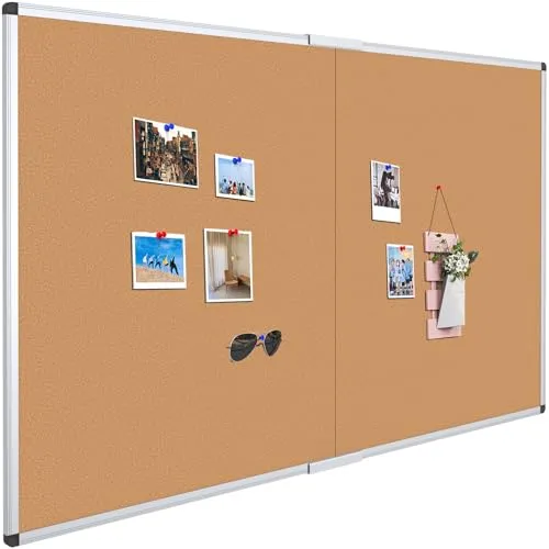 VIZ-PRO Faltbare Kork-Pinnwand 180 x 120 cm mit Aluminiumrahmen