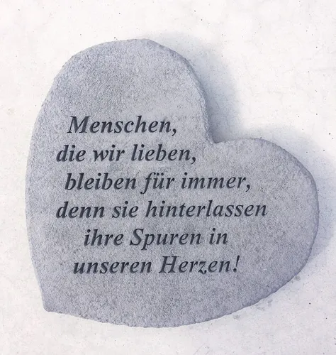 GEDENKSTEIN Gedenk Herz Spruch Menschen die wir lieben .. Steinguss Grabschmuck