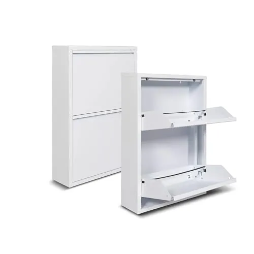 Metall-Schuhschrank 2-Türen in weiß von WDMT