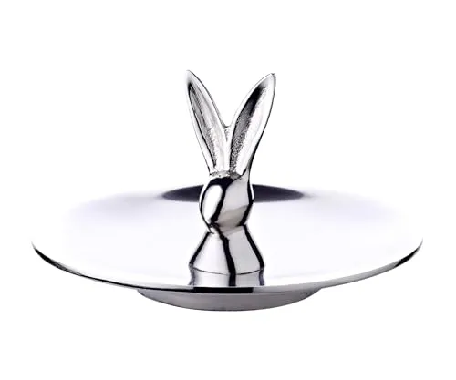 EDZARD Keksschale Hase Louis (Duchmesser 15 cm, Höhe 9 cm), Aluminium vernickelt, Osterdeko, Ostern